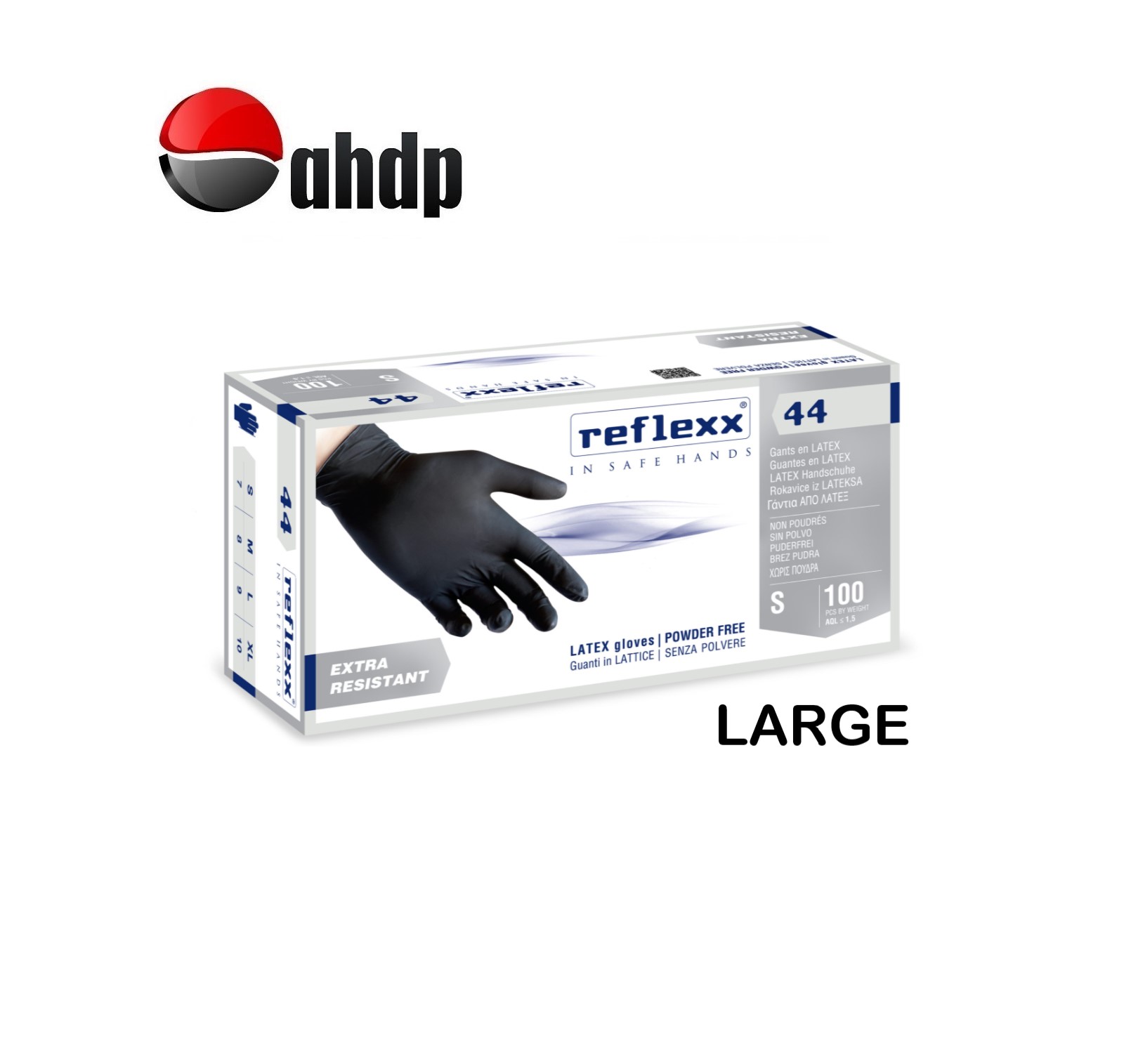 LATEX GLOVES POWDER FREE 100 PCS BOX LARGE BLACK - AP34-LG1001LB