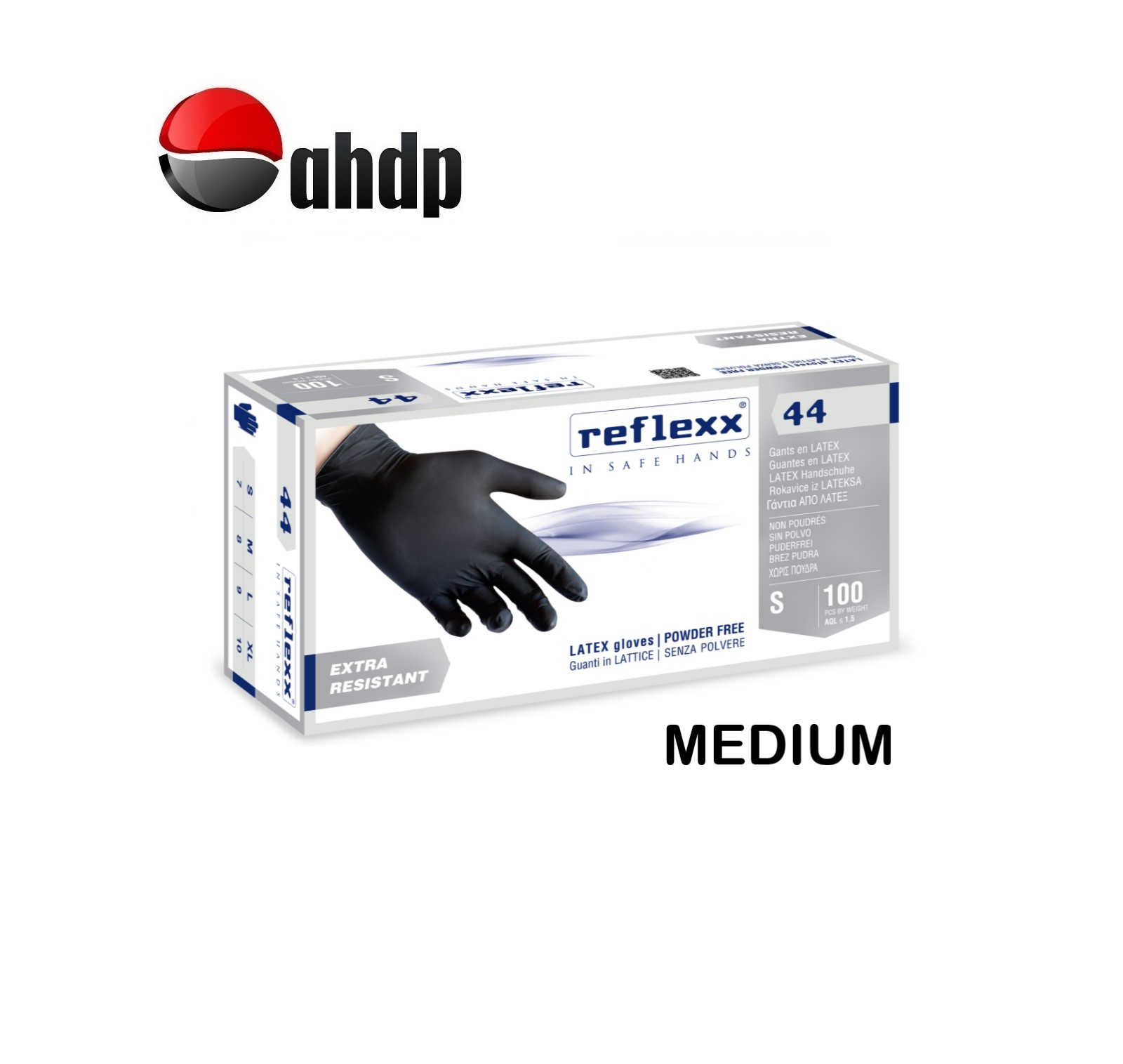 LATEX GLOVES POWDER FREE 100 PCS BOX MEDIUM BLACK - AP34-LG1001MB