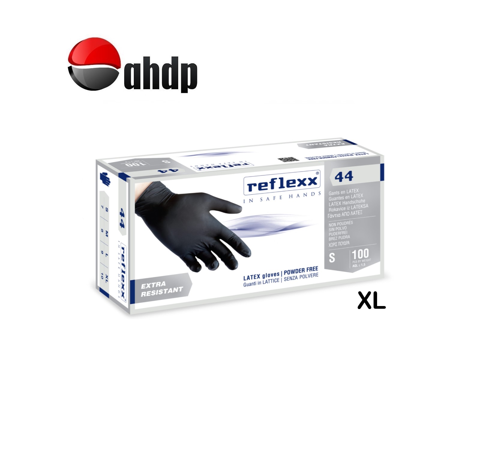 LATEX GLOVES POWDER FREE 100 PCS BOX XL BLACK - AP34-LG1001XLB