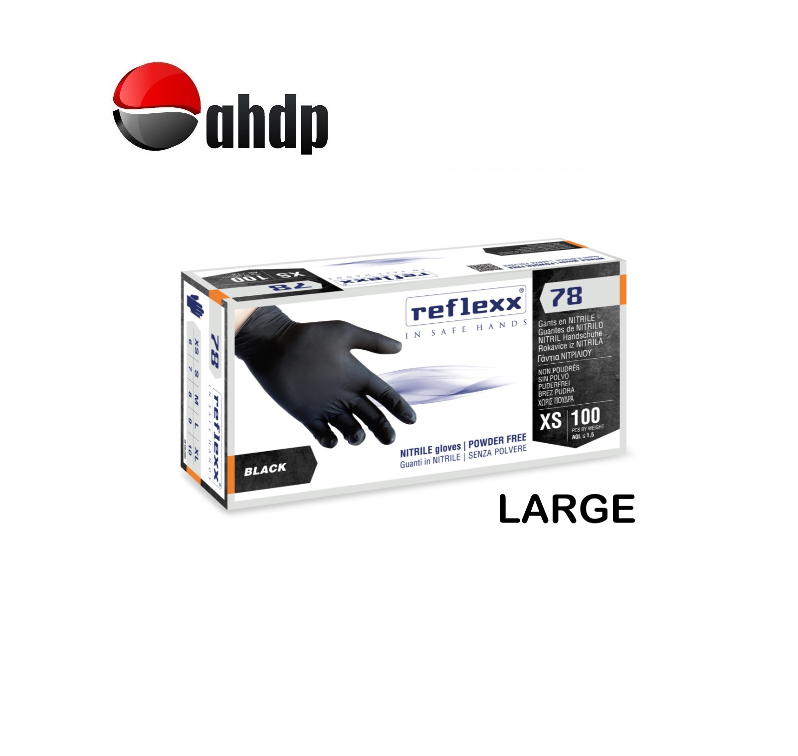NITRILE GLOVES POWDER FREE 100 PCS BOX LARGE BLACK - AP34-NG1001LB