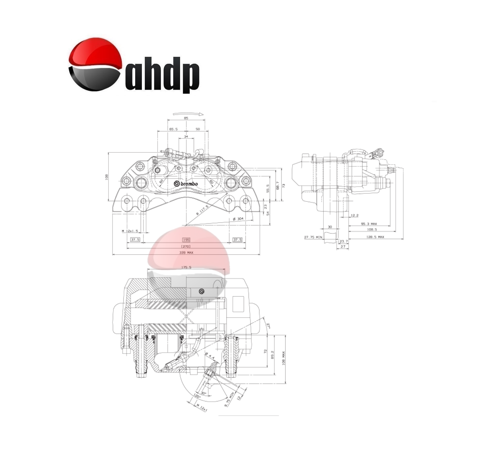 HYDRAULIC BRAKE CALIPER PF 2 x 60 - BR0422576016