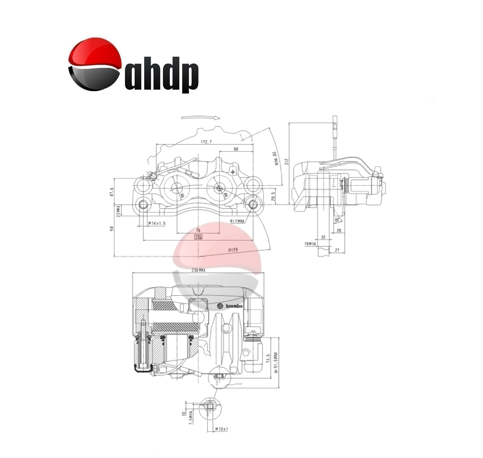 HYDRAULIC BRAKE CALIPER PF 2 x 46 - BR0422730670