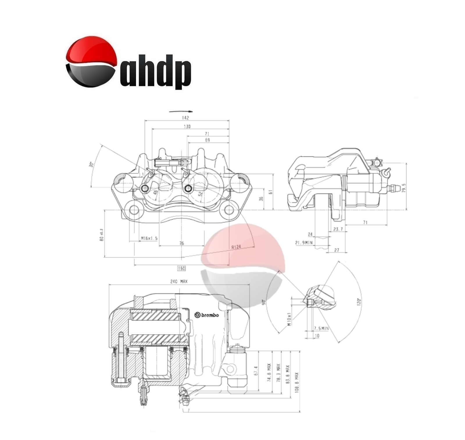 HYDRAULIC BRAKE CALIPER PF 46/52 - BR0422814866