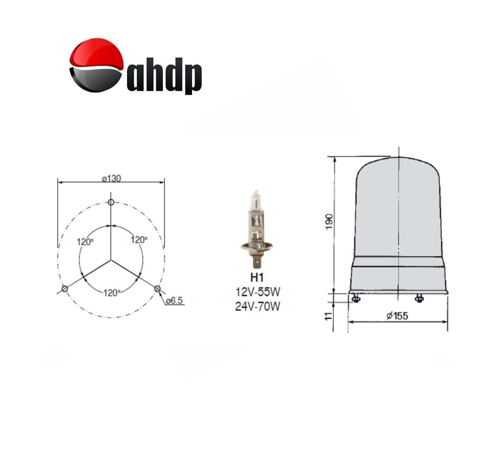 ROTATING BEACON H1-12V-55W-24V-70W IVECO - IV0298474400