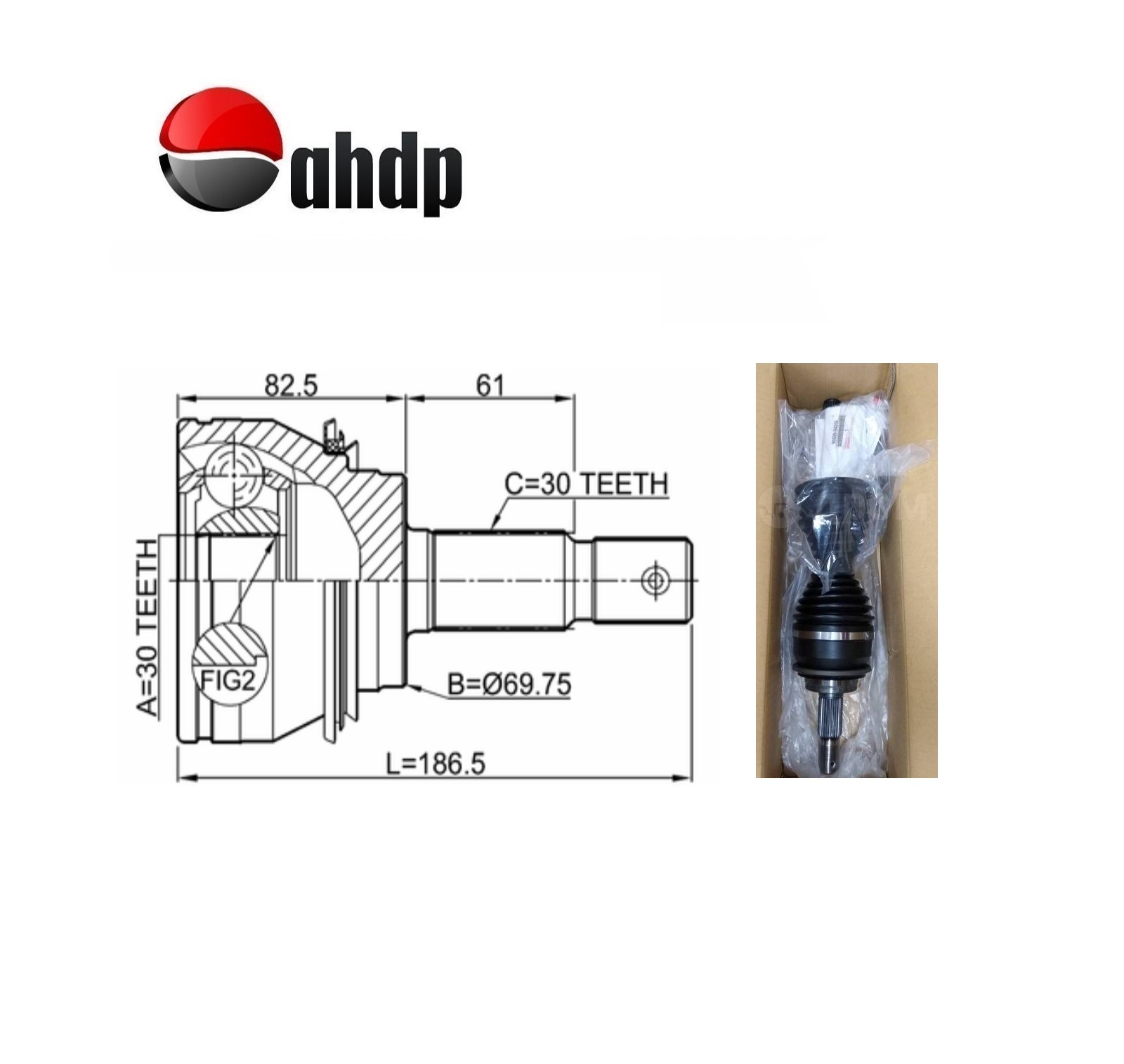 SHAFT ASSY FRONT DRIVE OUTBOARD JOINT RH TOYOTA AFT - T034346069215