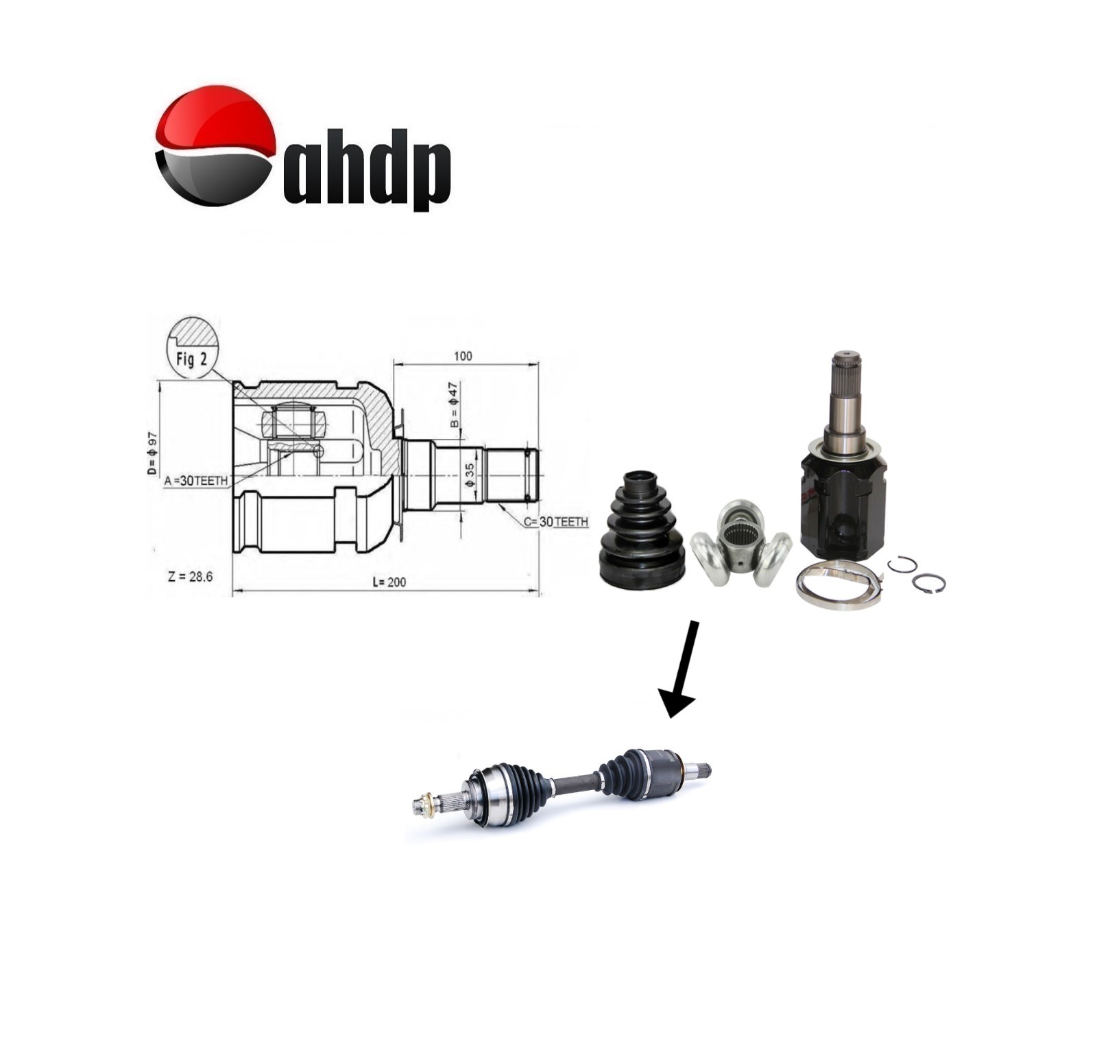 INNER CV JOINT DRIVE SHAFT FRONT TOYOTA AFT - T0344340360020